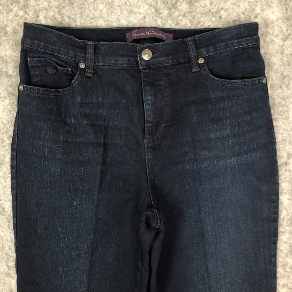 Gloria Vanderbilt Amanda Jeans Size 8S Womens Dark Wash Blue Distressed Hi Rise - Picture 3 of 11